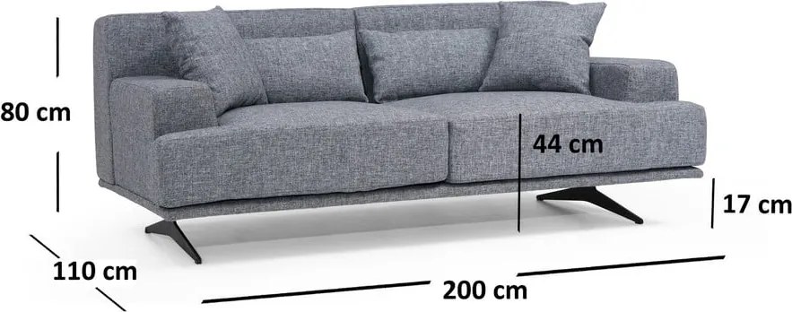 Тъмносив диван 200 cm Bentley - Balcab Home