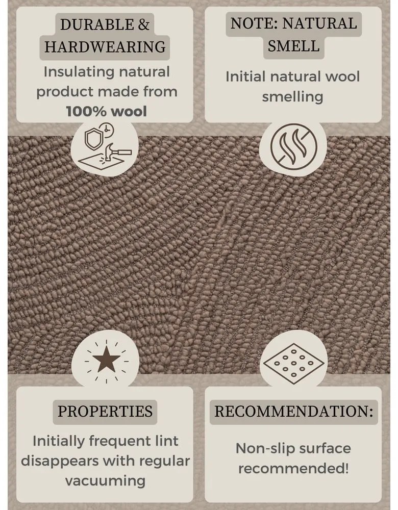 Кафяво-сив ръчно изработен вълнен кръгъл килим ø 150 cm Calmio – Hanse Home