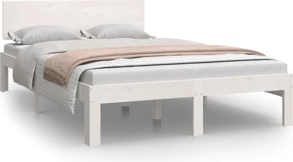 810491 vidaXL Рамка за легло, бяла, бор масив, 120х200 см