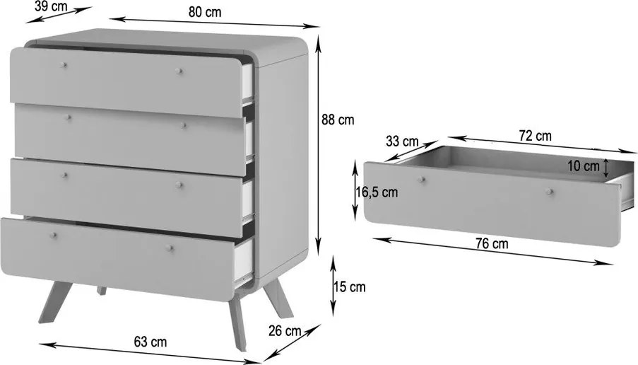 Бял висок скрин 80x88 cm Caitlin – Støraa
