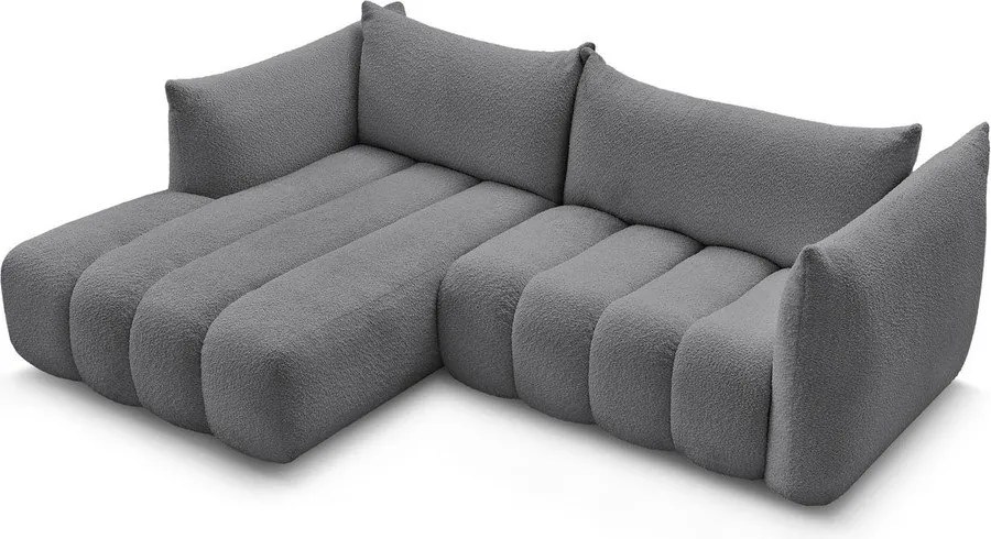 Сив ъглов диван от прежда с примки от букле (ляв ъгъл) Azra – Bobochic Paris
