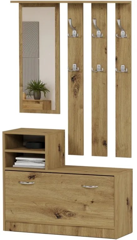 Практичен гардероб за антре с огледало и поставка за обувки 90 x 160 cm aнтрацит