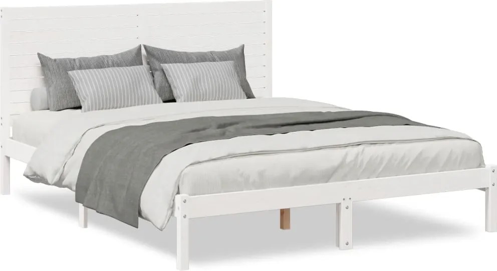 3309300 vidaXL Рамка за легло без матрак, бял, 140x210 см, масивна дървесина