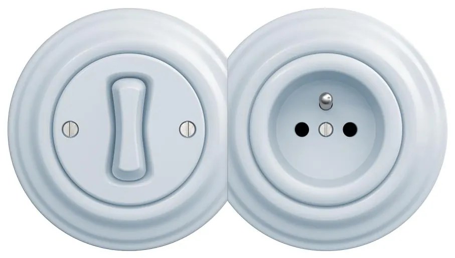 Kliklap - Ретро еднополюсен ключ №1 и розетка 230 V със синя рамка