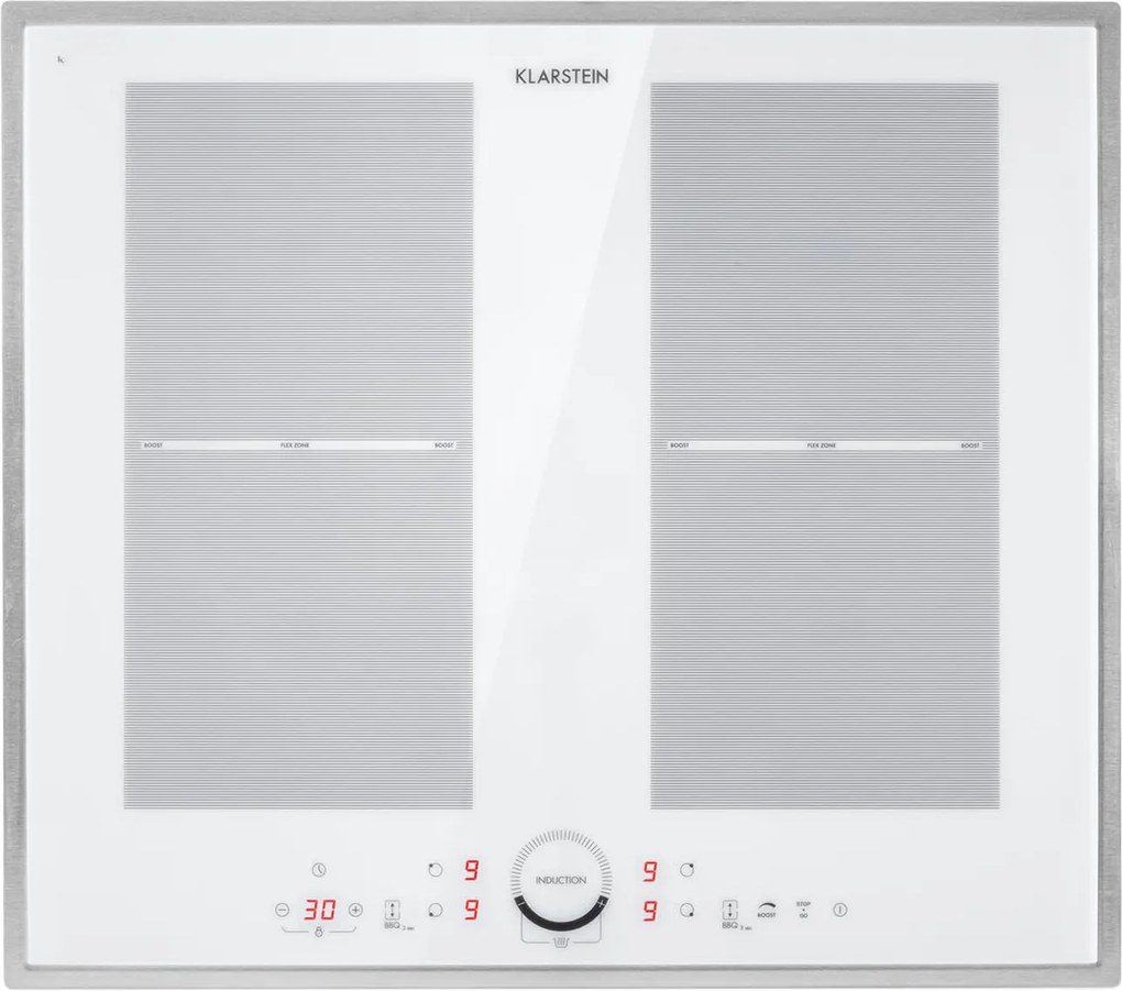 Klarstein Delicatessa 60 Prime, индукционен плот, 4 зони, 7000 W, таймер, бял