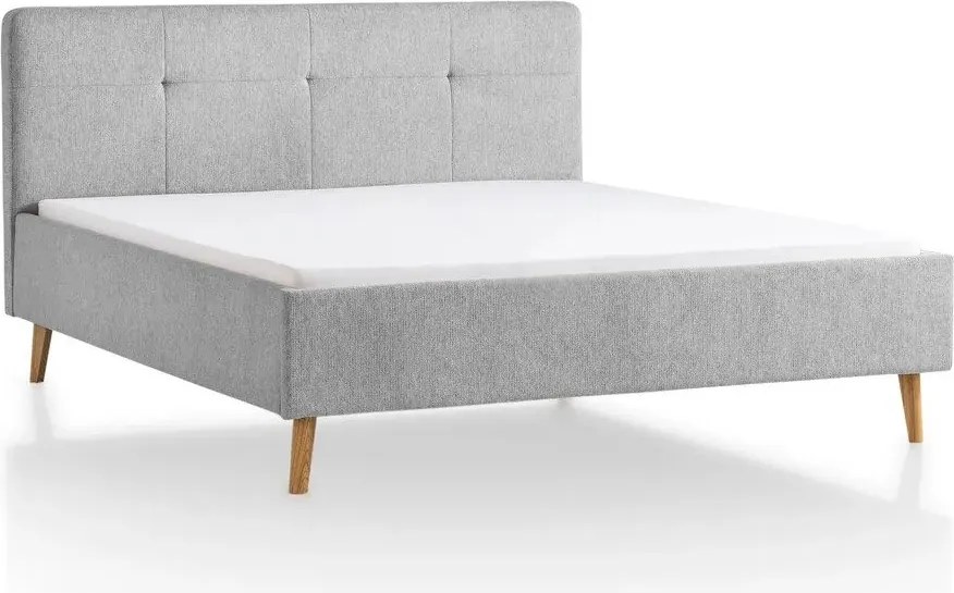 Светлосиво двойно легло 180x200 cm тапицирано без ламелно дъно Smart – Meise Möbel