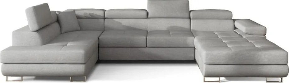 Светлосив разтегателен ъглов диван с място за съхранение (ляв ъгъл U форма) Rodrigo – ELTAP