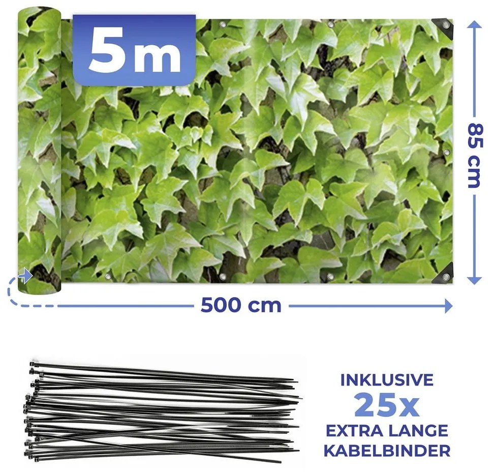 Зелен пластмасов балконски параван 500x85 cm Wilder Wein – Maximex