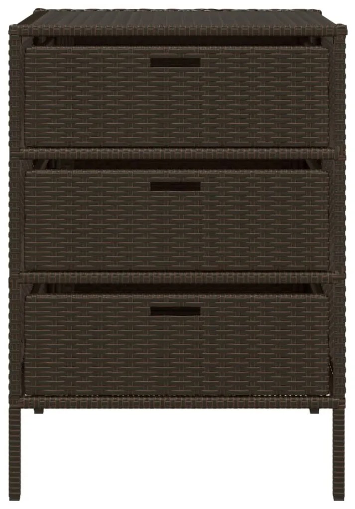 365552 vidaXL Градински шкаф за съхранение кафяв 55x59x80 см полиратан