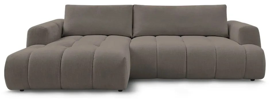 Кафяво-сив сгъваем/с място за съхранение ъглов диван (ляв ъгъл) Fuji – Bobochic Paris