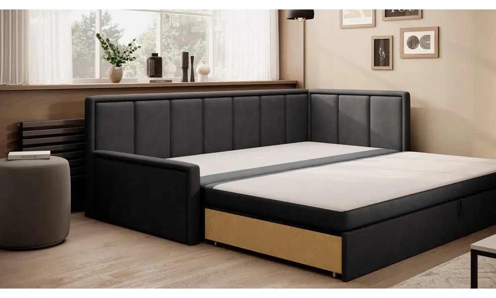 Тъмносив шенилов разтегателен диван с място за съхранение 214 cm Fulgeo – ELTAP