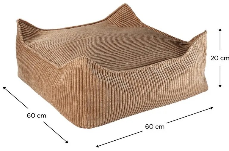 Кафяв детски пуф от рипсено кадифе Square – Wigiwama