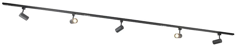 Модерна релсова осветителна система с 5 прожектора черна 1-фазна - Iconic Jeana