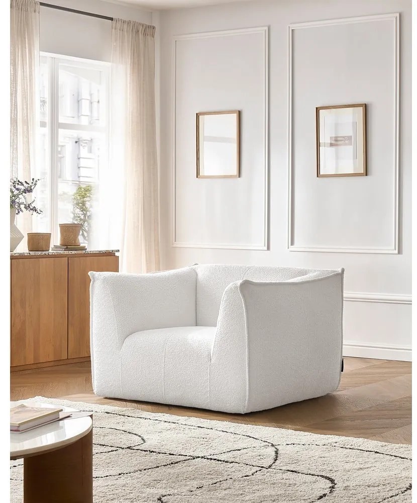 Бяло кресло от прежда с примки от букле Giorgia – Bobochic Paris