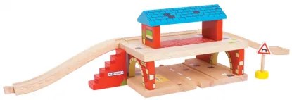 Bigjigs - Дървена надземна гара с релси