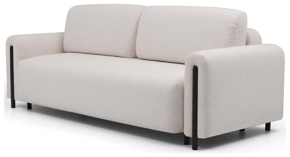 Бежов/кремав сгъваем/с място за съхранение диван от прежда с примки от букле 244 cm Arcadova – ELTAP