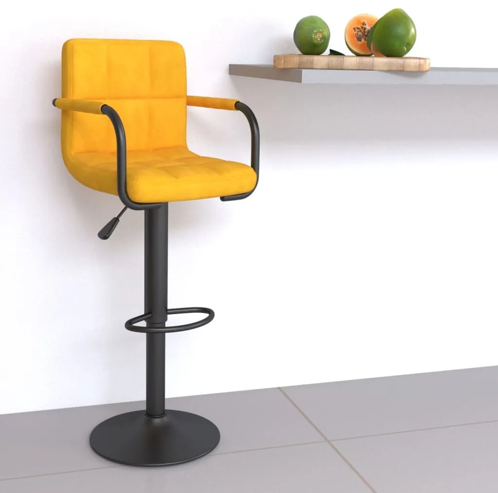 334655 vidaXL Бар табуретка, горчица жълто, кадифе