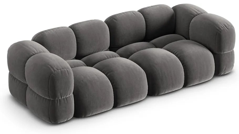 Сив кадифен диван 250 cm Loretto – Cosmopolitan Design