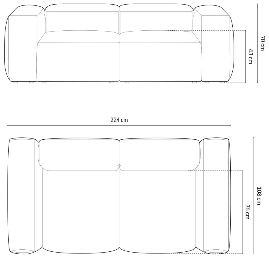 Зелен диван 224 cm Bergamo – Cosmopolitan Design