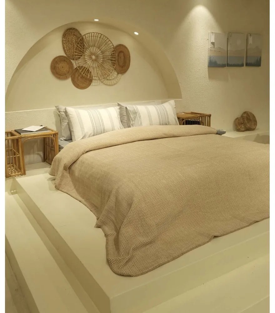 Охра, жълто и бяло покривало за двойно легло 200x220 cm Twin - Oyo Concept