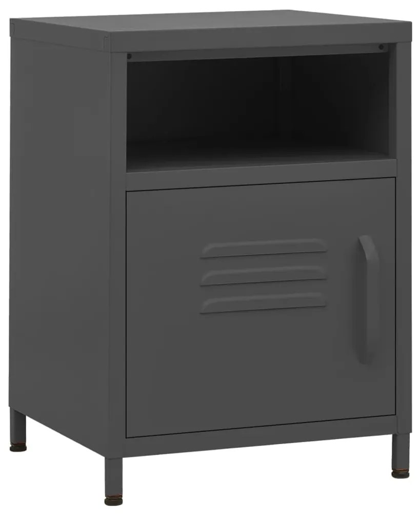 336222 vidaXL Нощно шкафче, антрацит, 35х35х51 см, стомана