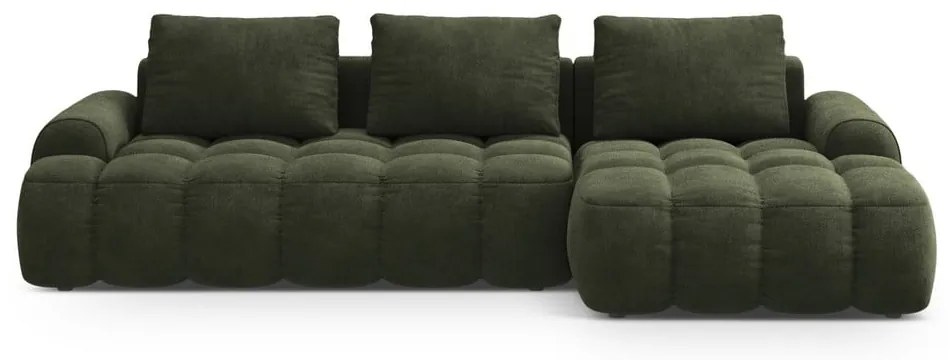 Зелен кадифен сгъваем/с място за съхранение ъглов диван (десен ъгъл) Linz – Cosmopolitan Design