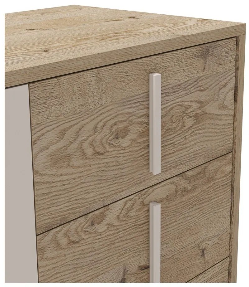 Сиво-естествен нисък скрин от декор от дъб 140x80 cm Millay – Marckeric