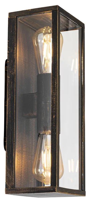 Винтидж стенна лампа антично злато 38 см 2-светлина IP44 - Charlois