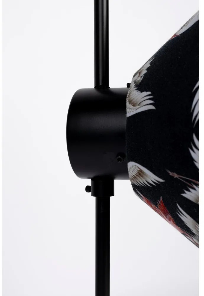 Черна подова лампа с текстилен абажур (височина 158 cm) Jaylee – White Label