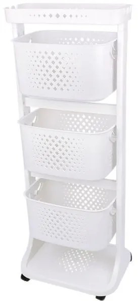 Titiz - Пластмасов стелаж на 4 етажа с колела 44x33xh112см №3 бял TZ-749