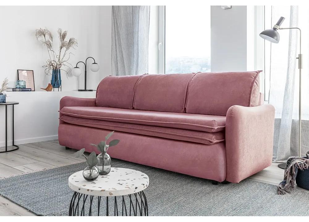 Розов кадифен разтегателен диван Tender Eddie - Miuform