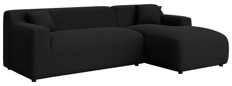Черен ъглов диван от рипсено кадифе (десен ъгъл) Martin – Ropez