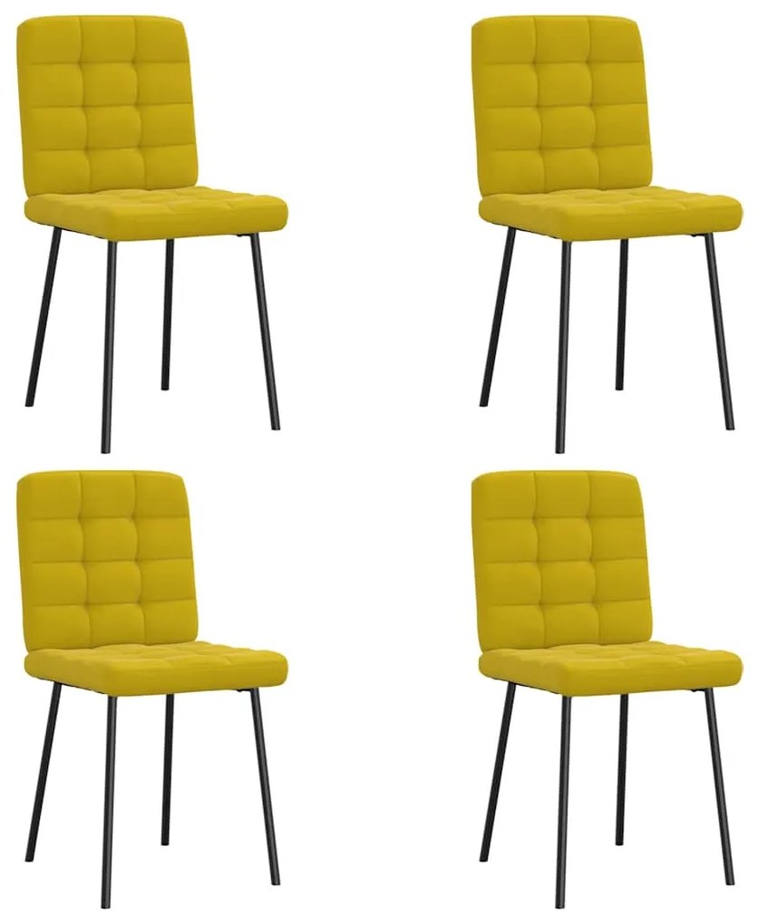3315187 vidaXL Трапезни столове, 4 бр, жълти, кадифе