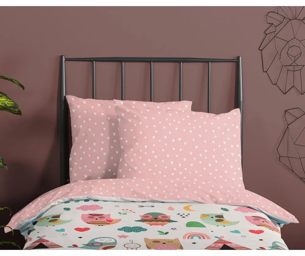 Розово памучно детско спално бельо за детско креватче 100x135 cm Wise – Good Morning