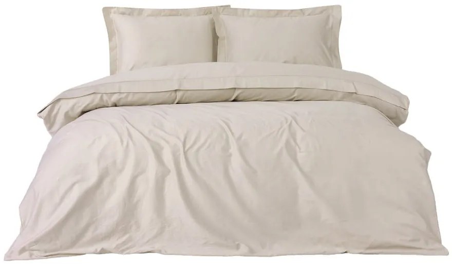 Бежово двойно удължено спално бельо от памучен сатен 240x220 cm Elegant – Mijolnir