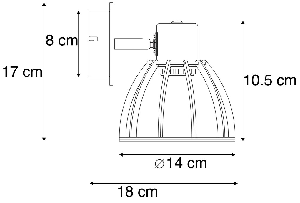 Индустриална стенна лампа черна регулируема - Fotu