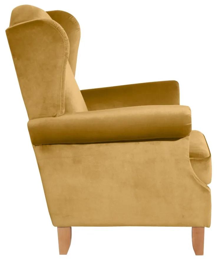 Жълто кадифено кресло Ушато кадифе Verita - Max Winzer