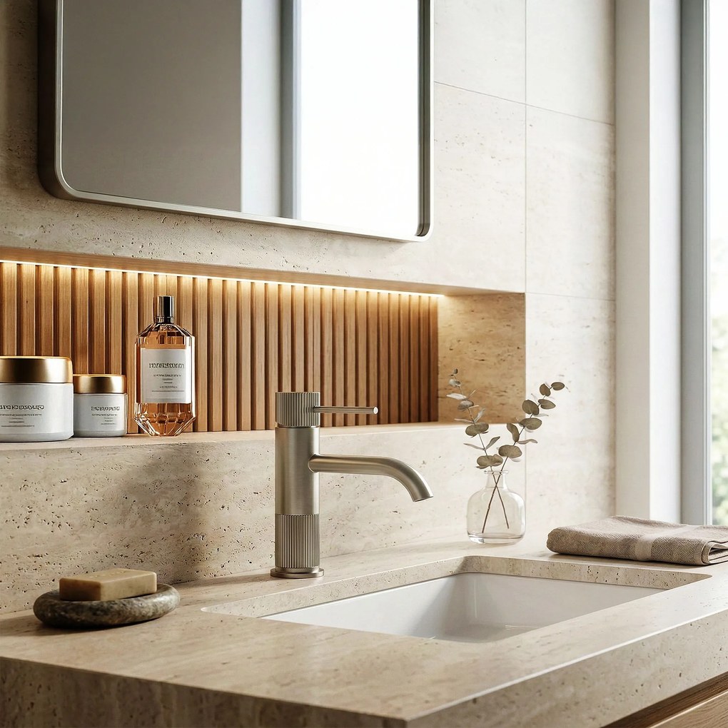 Смесител за баня Rea Lungo Stripe Brush Nickel Low