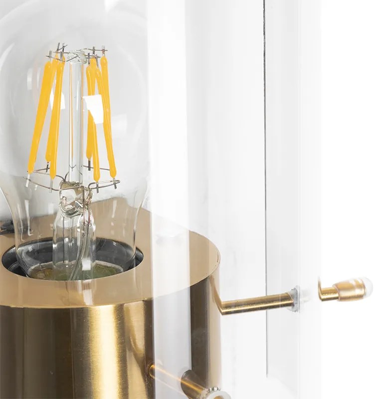 Винтидж стенна лампа месинг с опушено стъкло - Vidra