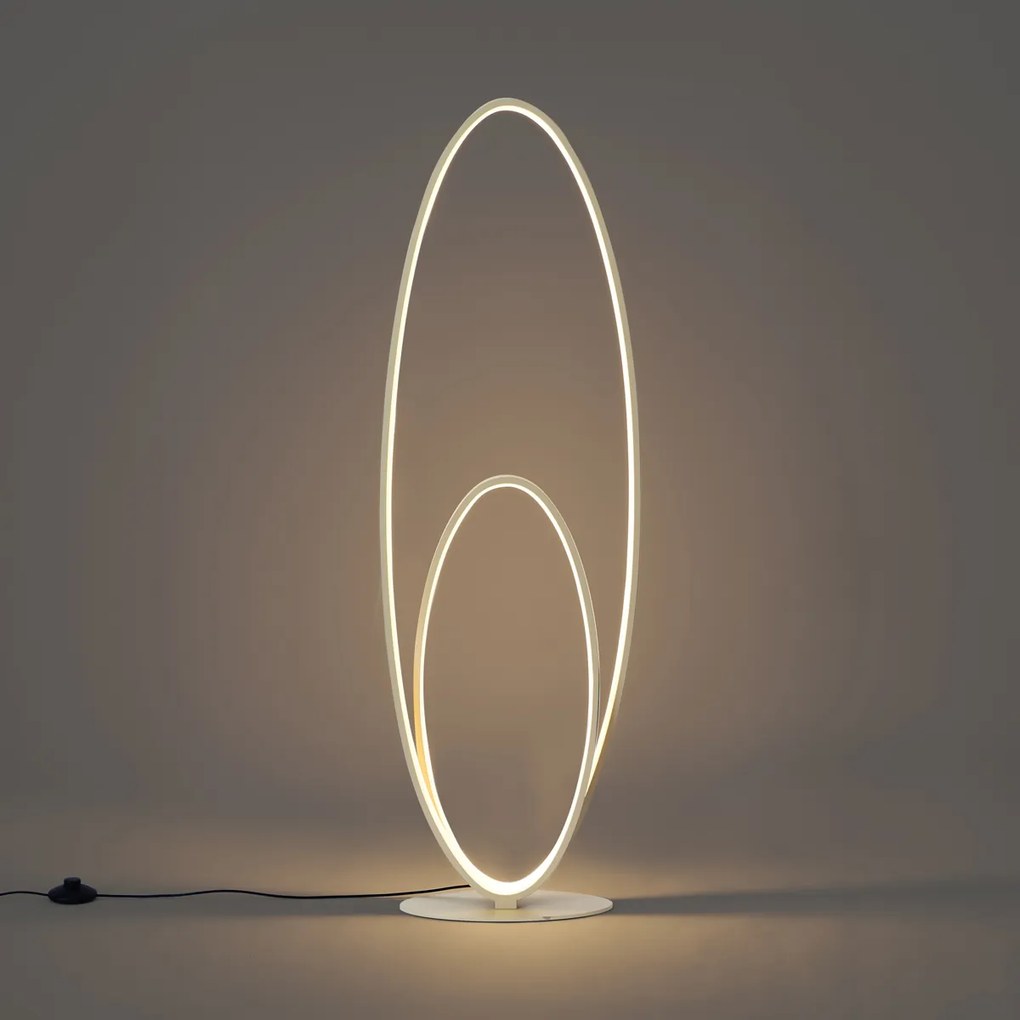 Дизайнерска подова лампа бежова с LED 3-степенно димиране - Boomerang