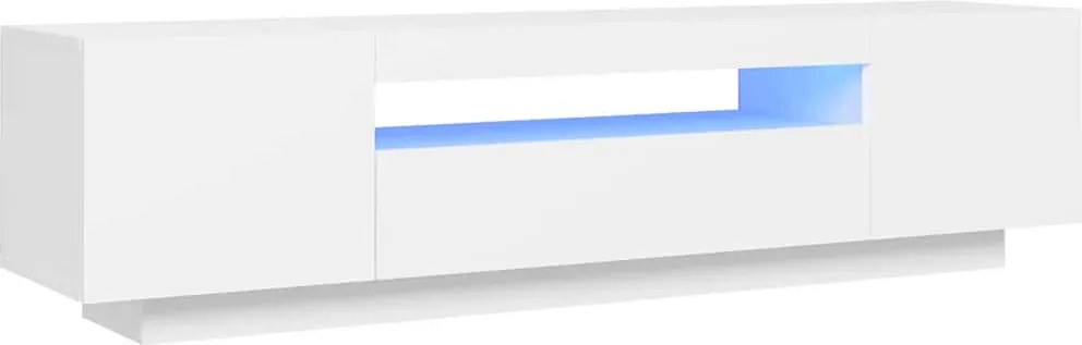 804427 vidaXL ТВ шкаф с LED осветление, бял, 160x35x40 см