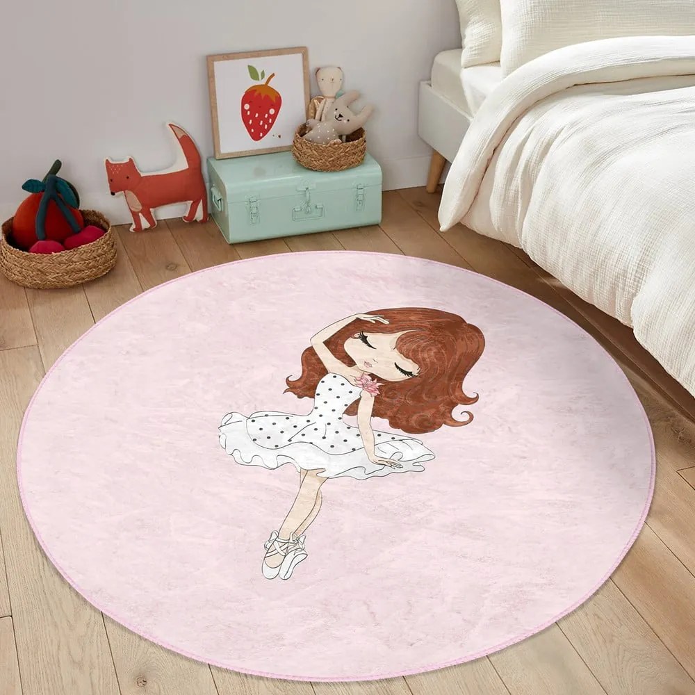 Розов детски килим ø 80 cm Comfort - Mila Home