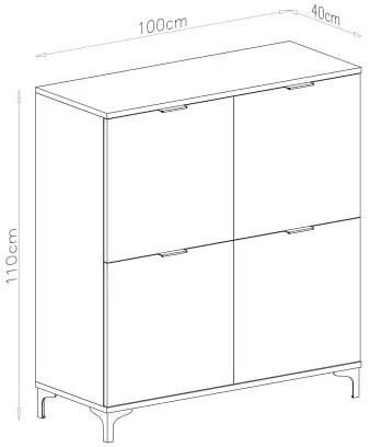 Скрин ЛАНА K-100 Елегантен Орех - СТОЯЩ ШКАФ С 4 ВРАТИ