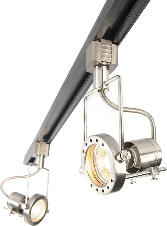 Интелигентна 1-фазна релса черна със стомана, вкл. 5 WiFi GU10 - Iconic Suplux