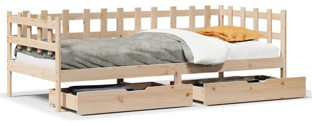 3302132 vidaXL Легло с чекмеджета, без матрак, 80x200 см, масивно дърво