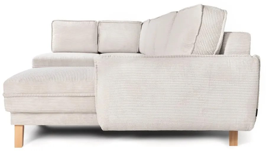 Бежов сгъваем ъглов диван от рипсено кадифе (ляв ъгъл/"U" форма) Tori – Bonami Selection