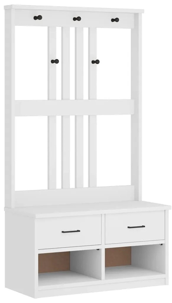 4010492 vidaXL L Дърво за антре SANDNES бяло 87x40x159,5 cm