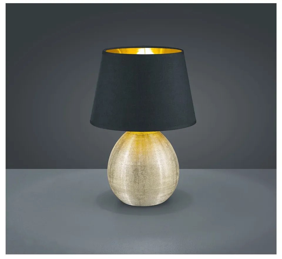 Черна настолна лампа от керамика и плат, височина 35 cm Luxor - Trio