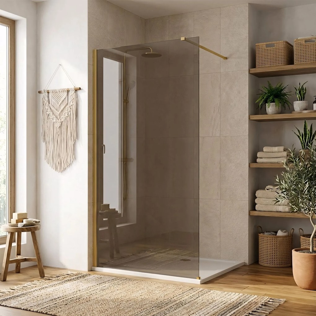 Параван за душ Rea Flexi Brown / Brush Gold 110