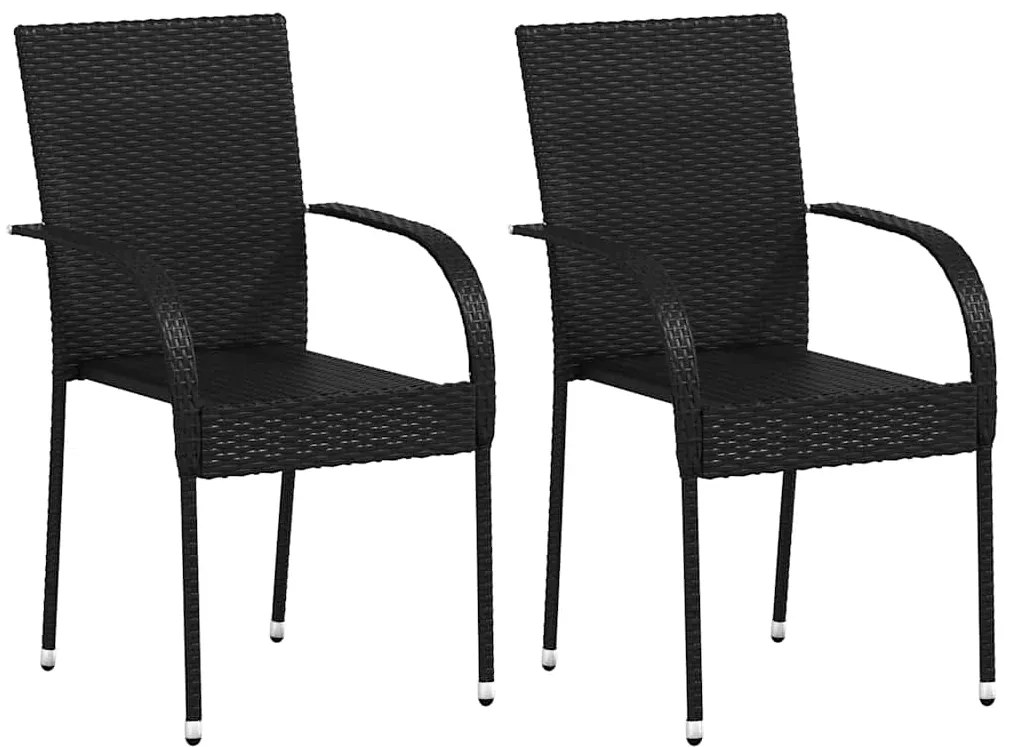 44238 vidaXL Стифиращи външни столове, 2 бр, полиратан, черни